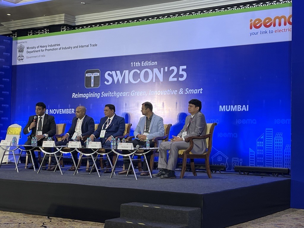 Raju Gadhave, Managing Director of Lucy Electric India, speaking at the Leadership Speak session during SWICON’25 conference